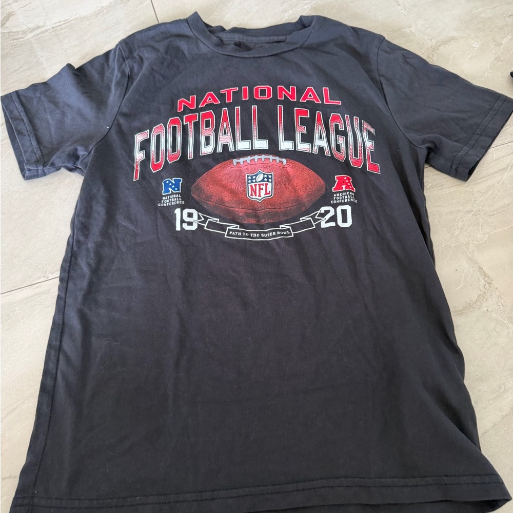 Abercrombie Kids Black NFL T-Shirt with Red and White Print